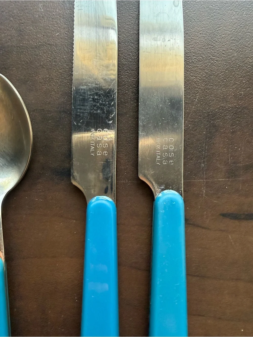 vintage cose-casa Inox 18-10  Italy Flatware  3 fork 2 knife 3 Spoon blue Set